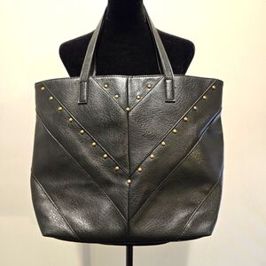 Bueno Large Black Faux Leather Tote Bag Purse